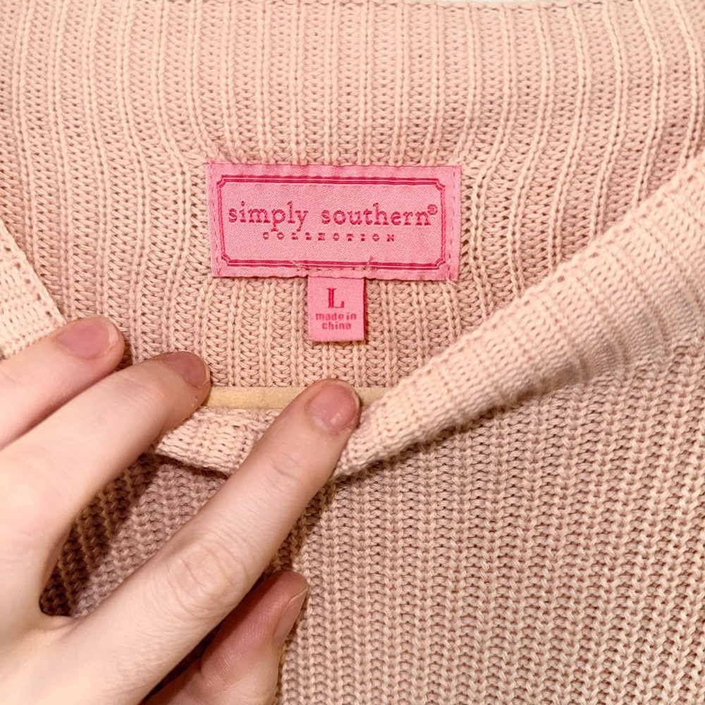 Simply Southern Peach Beachy Knit Sweater/poncho (L) - Picture 3 of 6